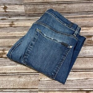 7 For All Mankind High Waist Straight Cropped Jeans Womens Size 32x27